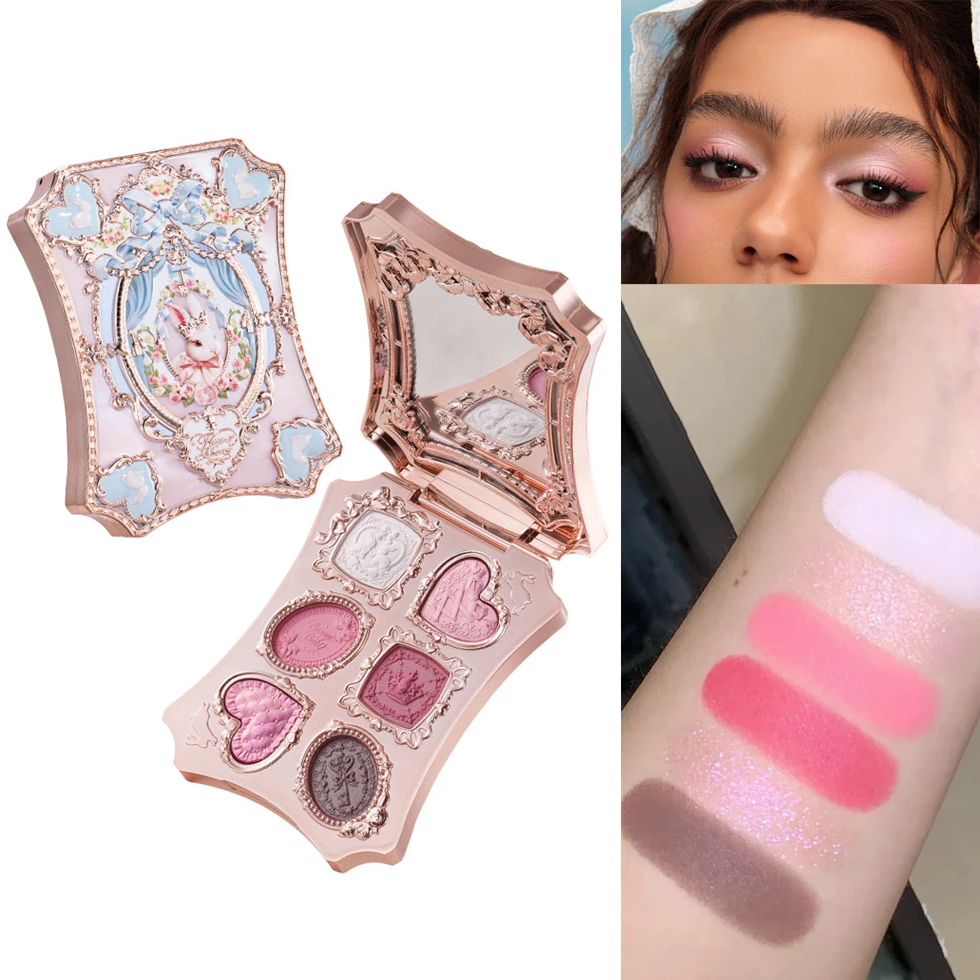 Flower Knows Swan Ballet 6 Color Eyeshadow Palette Matte Shimmer Pearl Glitter Waterproof Highly Pigmented Long Lasting Makeup image 3