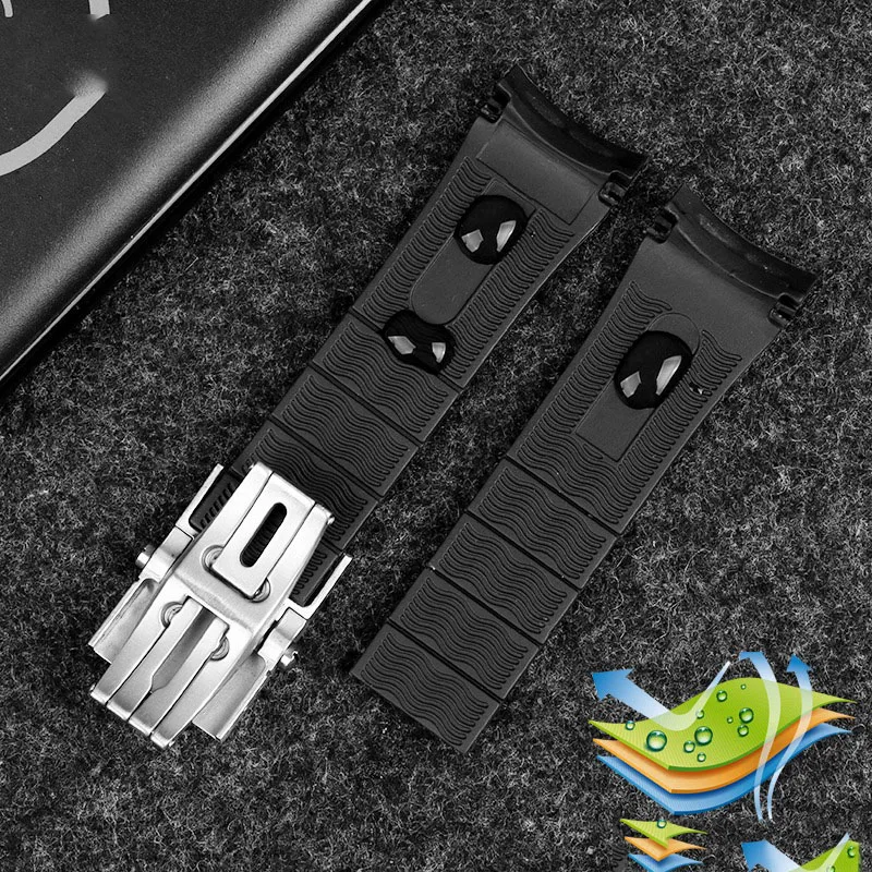 22mm Rubber Silicone Watch Band  Folding Slider Buckle Watchband For Mido Ocean Star Calibre 80 Strap Series Accessories