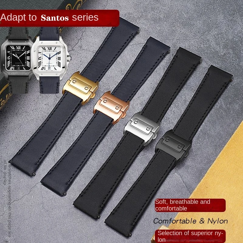 21mm Nylon Watchband For Car-tier Santos series quick release new medium WSSA0029 Canvas leather bottom bracelet watch strap