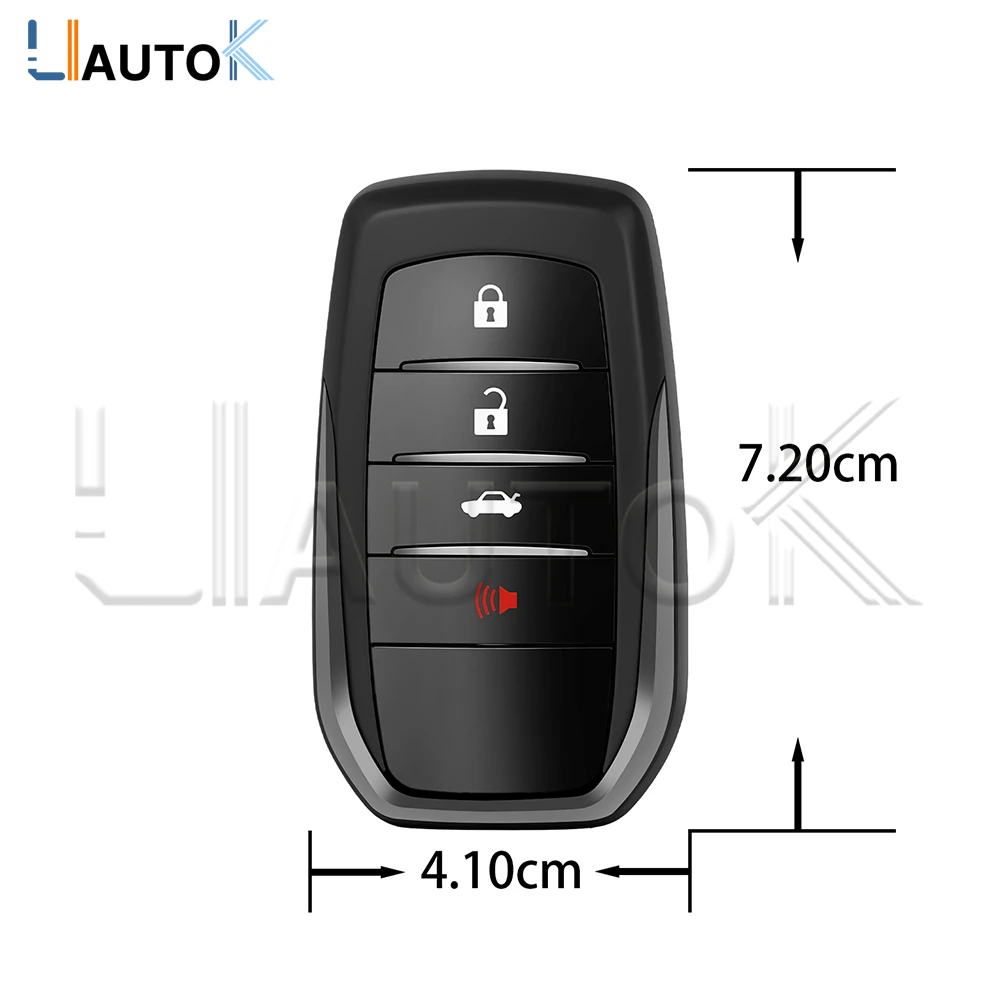 

Умный ключ-пульт для автомобиля Toyota HILUX INNOVA FORTUNER SW4 0182 0010 с чипом 8A, частота 433.58-434.30 МГц, 314.35-312.09 МГц, 2/3/4 кнопки