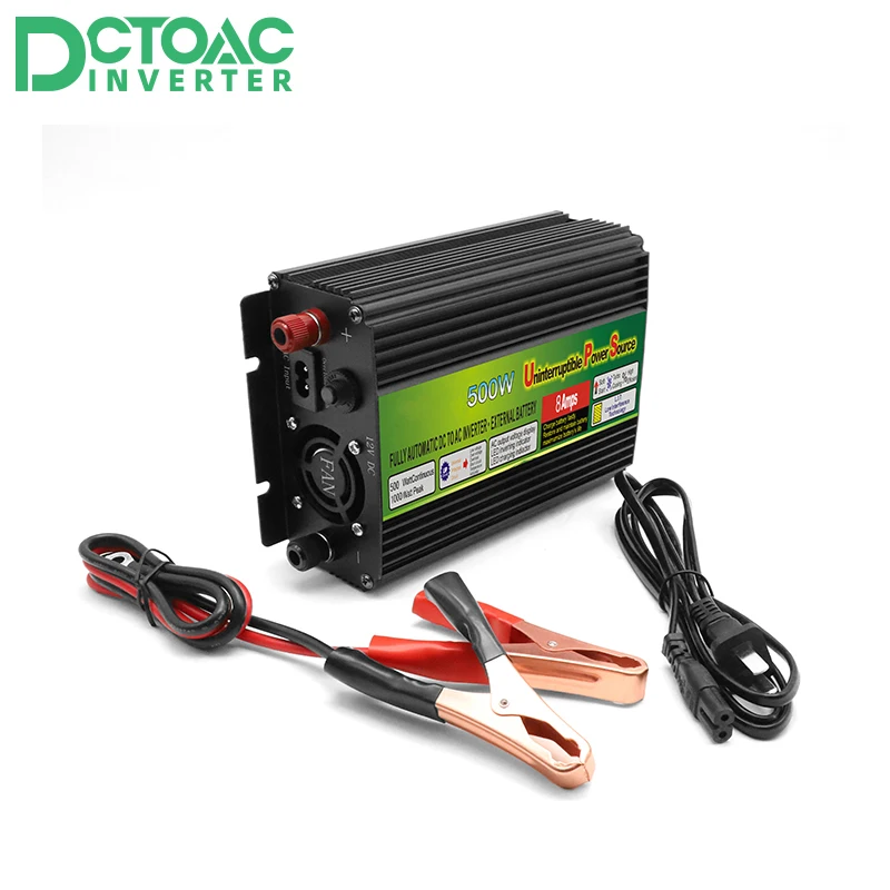 

12VDC 500W off grid inverter Surge Power 1000W 110V/220VAC модифицированный синусоидальный инвертор UPS с функцией зарядки аккумулятора переменного тока