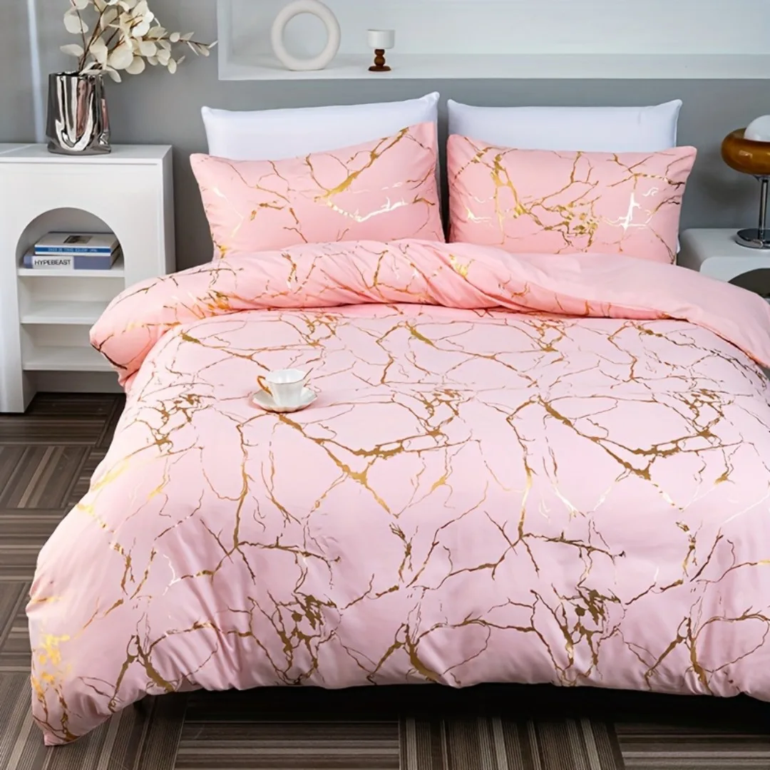 Classic Hot Stamping Texture 3D Print Bedding Set Soft Duvet Cover King Queen Twin Single Size Bithday Gift Bedroom Decoration