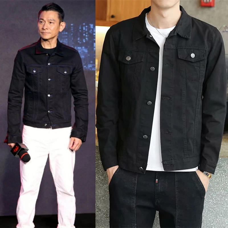 

Sli Korean Version Men's Denim Jaet Baseball Coat Classic Versatile Youthful Trendy Outerwear Long Sve Slim Fit