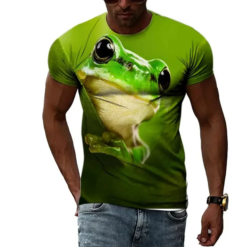 

Забавные футболки с лягушкой, уличная одежда с 3D принтом животных, мужская и женская модная футболка большого размера с коротким рукавом, мужские футболки, топы, мужская мужская одежда