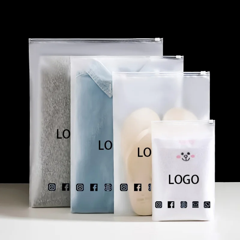 Customized product、Custom Logo PVC/CPE/PP Bag  Pouches Frosted Plastic Zipper Apparel Clothing Packaging Bag