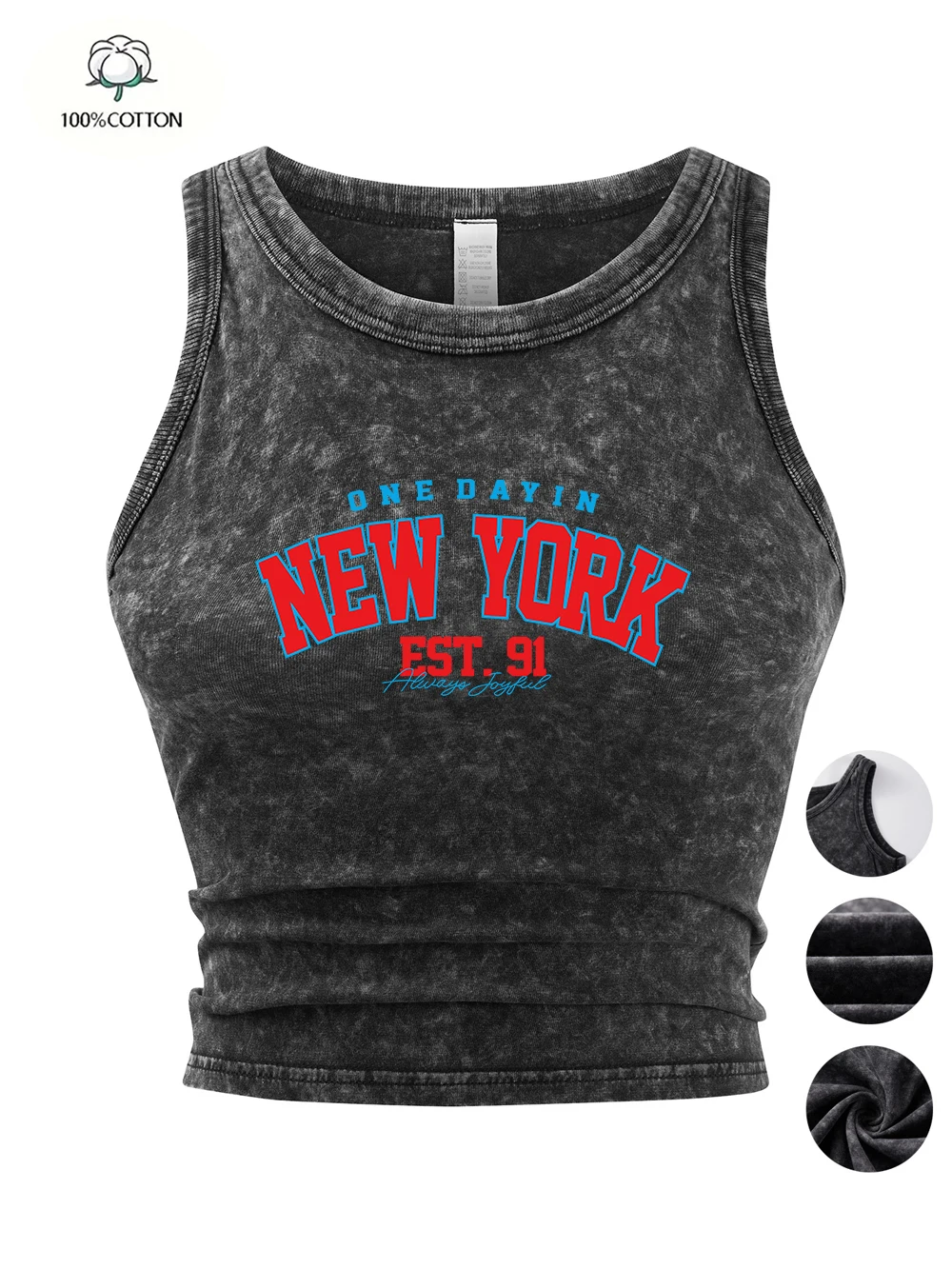 New York One Dayin Est.91 Drucke Tank Tops Y2K Sexy Damen Baumwolle gewaschene T-Shirts Vintage enge dünne ärmellose Sommerkleidung
