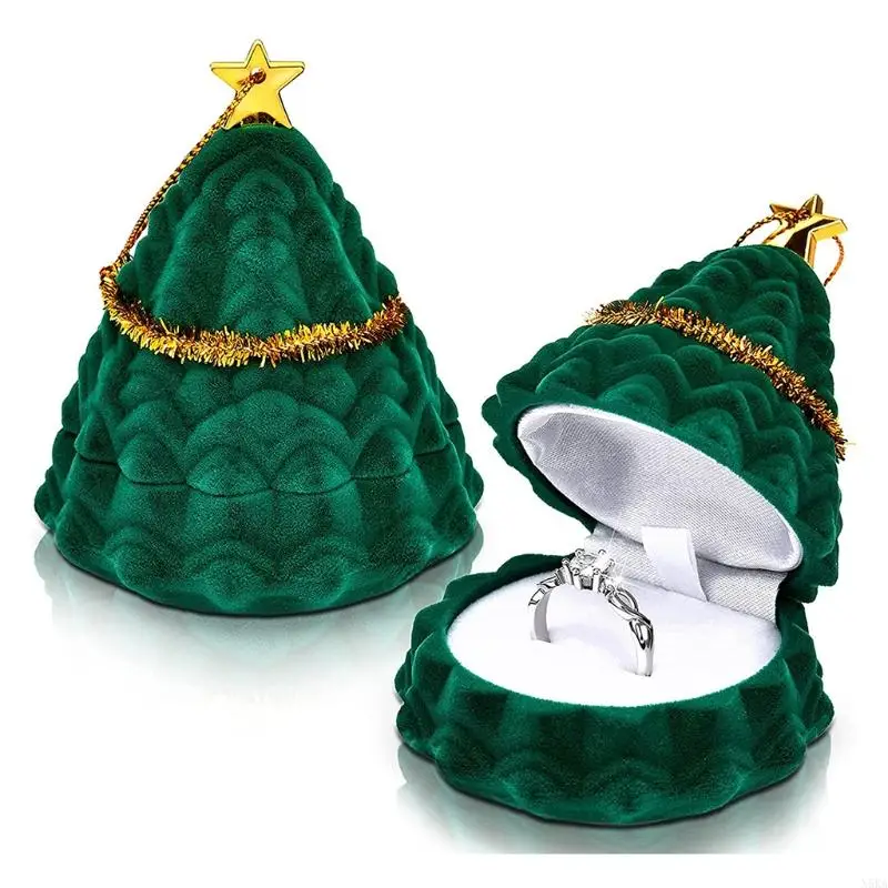 N5KA Ring Bearer Box Premium Ring Display Holder Xmas Tree Shaped Ornament