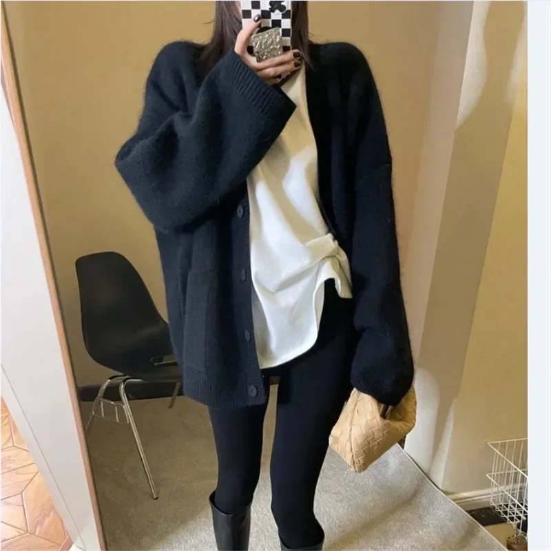 Winter Casual Loose Basic Slim Ins Cardigan Women Autumn New Solid Color Simple Woman Cardigan Knitted Fashion Chicly Tops Women