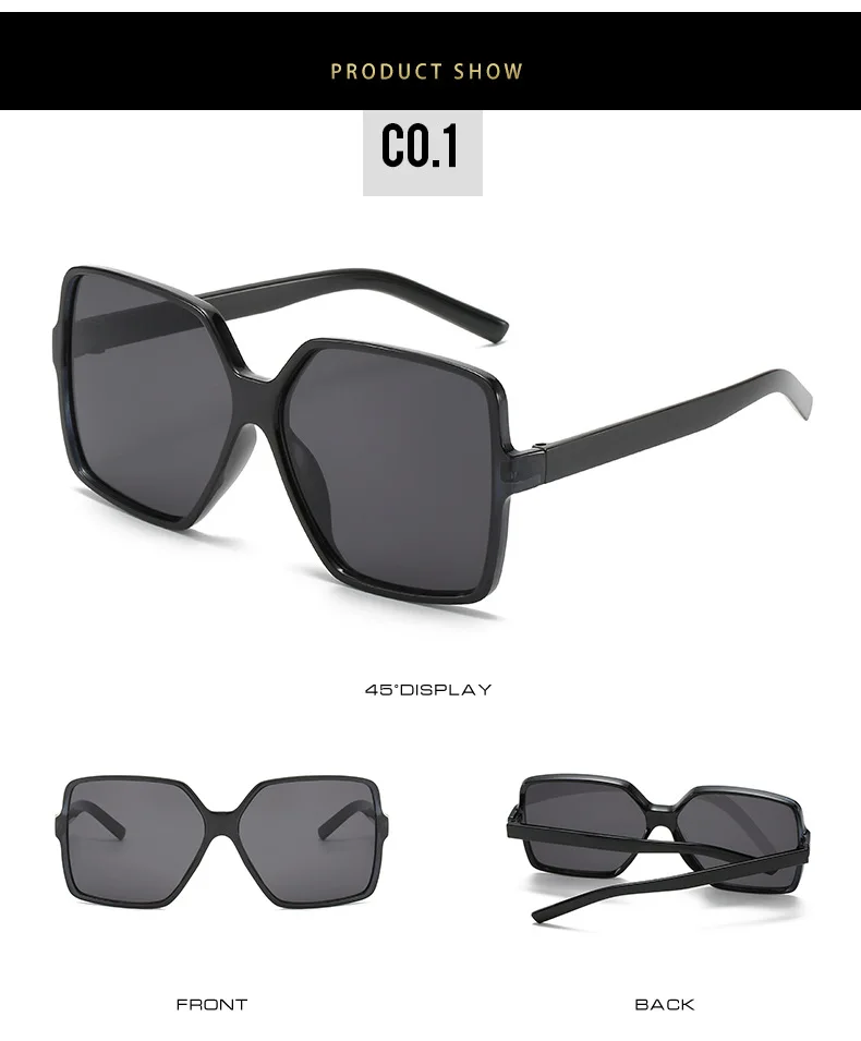Neue Vintage-Sonnenbrille für Damen und Herren, Quadratischer Großer Rahmen, Marken-Designer Retro-Shades, Modische Sonnenbrille ﻿ für Männer – Detail 6
