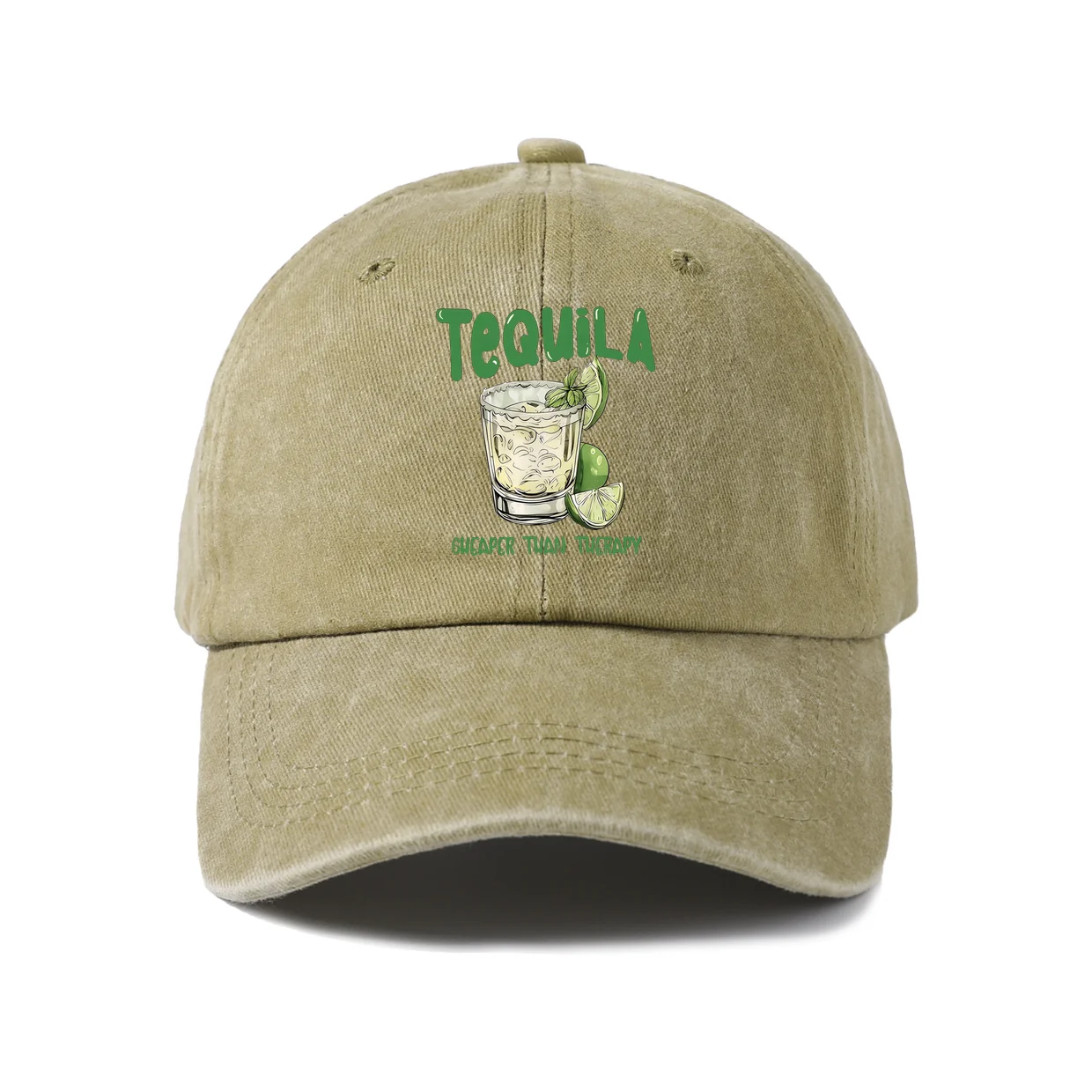 Tequila Lime Shot Graphic Vintage Washed Baseball Cap, Adjustable Unisex Dad Hat, Weekend Gift