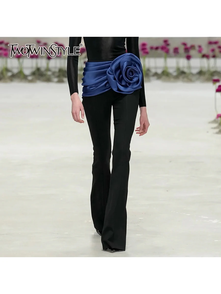 

TWOTWINSTYLE хит цвета для похудения сращенные 3D цветочные модные брюки для женщин с высокой талией темпераментные длинные брюки женская одежда новая