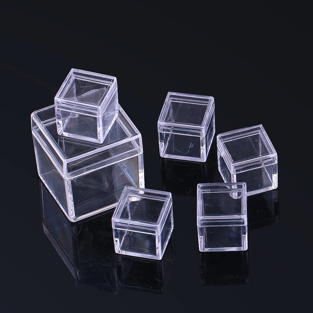 5PCS Clear Acrylic Cube Box Small Transparent Storage Container Jewelry Beads Candy Display Case Organizer with Lid 5pcs Pack