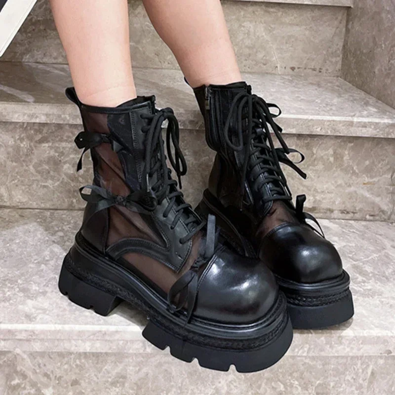 Flats Cool Boots Sandals Women Bow Shoes Fashion Autumn Ankle Short Boots 2024 Designer New Shoes Trend Platform Female Shoes