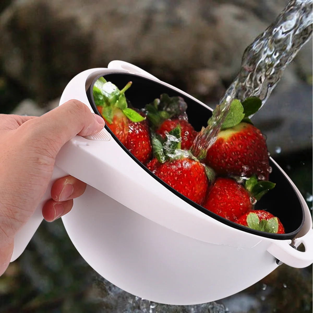 

Double Color Kitchen Basket Black White Vegetable Fruits Storage Multifunction Washing Food Storage Basket Convenient