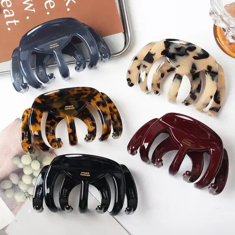 1 unidad, el nuevo temperamento francés de alta gama, clip de tiburón de acetato grueso en la parte posterior de la cabeza, tocado para mujer, agarre para el cabello