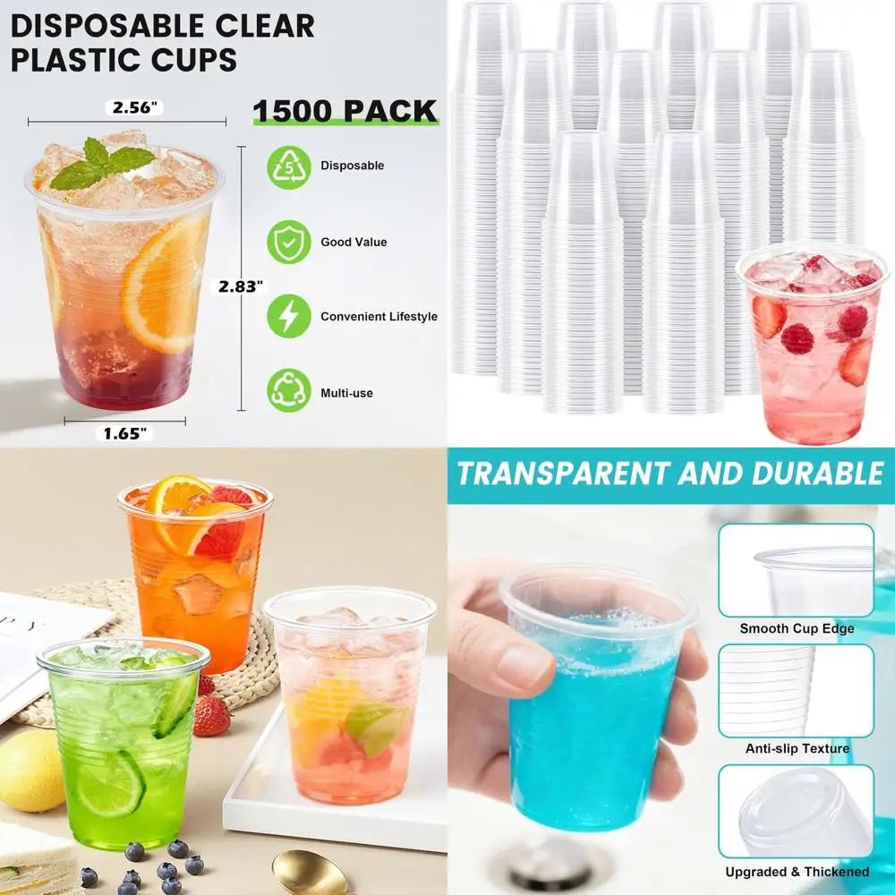 

1500 Count 5 oz Clear Plastic Cups, Disposable Tumblers for Parties and Weddings