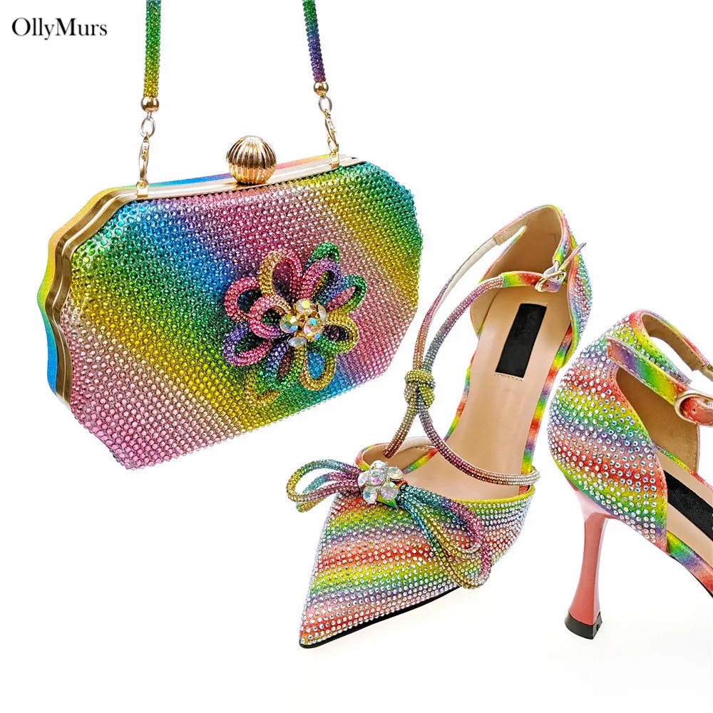 

New Arrival Italian Luxury Ladies Shoes And Matching Bags Set African Style Pumps 9CM Shoes And Bag For Party Size 38-43