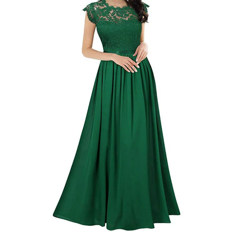 

2025 New Chiffon Lace Elegant Long Bridesmaid Evening Gown Sexy Fashion Long Dress E001