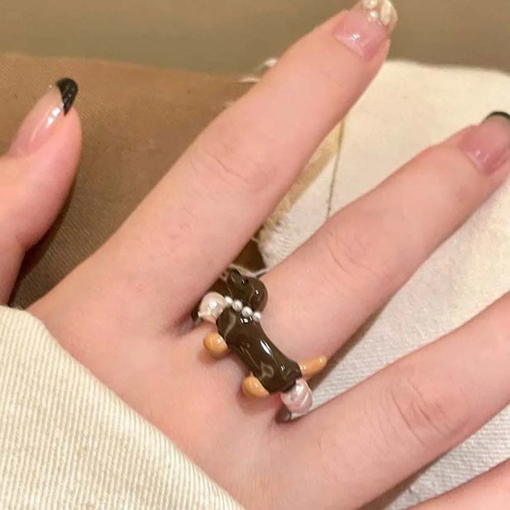 شخصية Kawaii الألماني الأقراط حمض الخليك حجر الراين الكرتون سلسلة قلادة غطاء الرأس الكورية نمط أغطية الرأس النساء #3