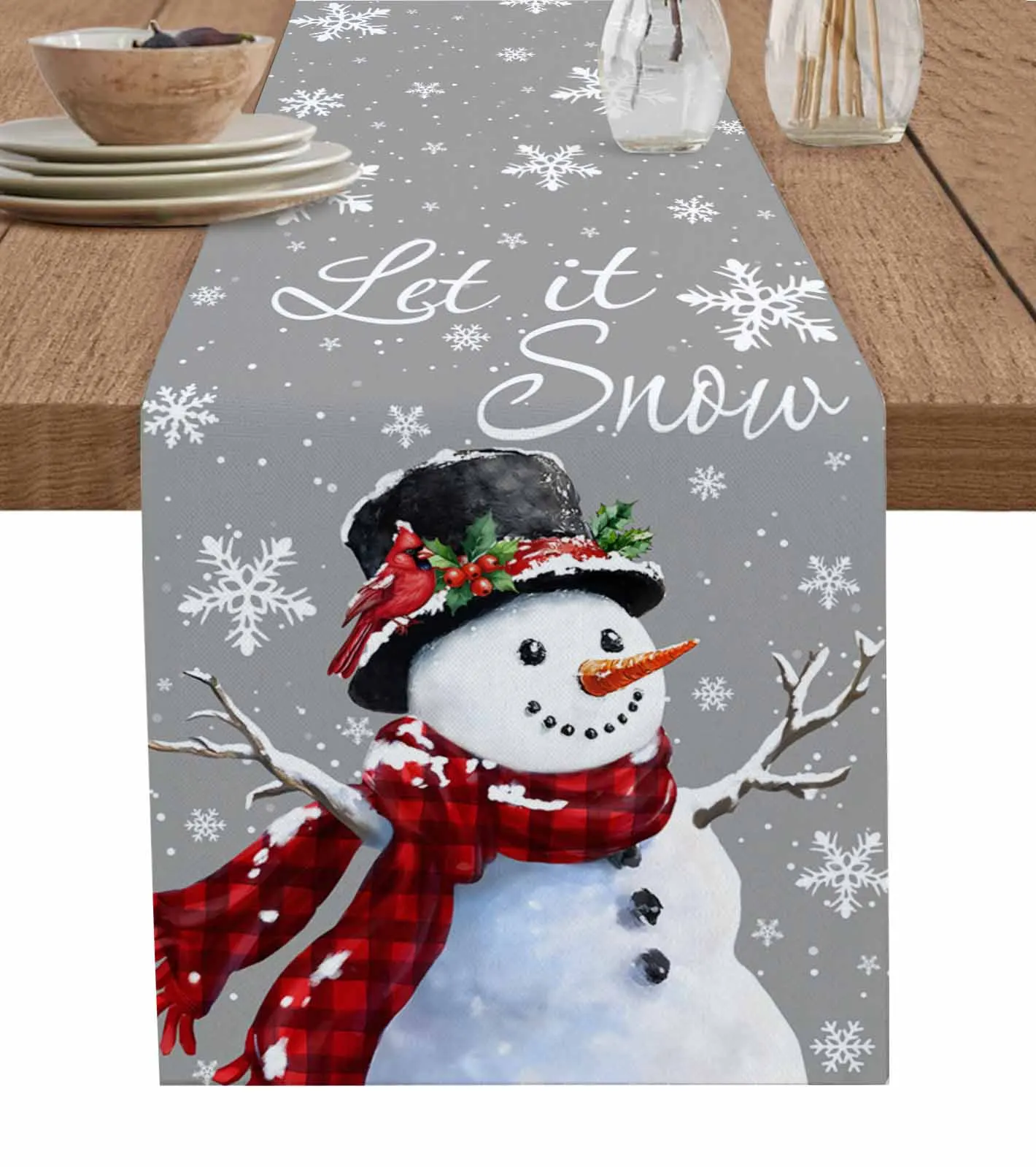 

Christmas Winter Snowman Table Wedding Decor Table Cover Holiday Party Coffee Table Decoration Tablecloth