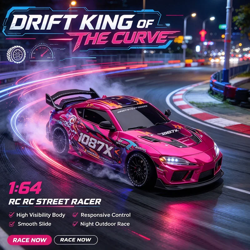 New 1:43 Scale Remote Control Car 1087X Mini RC Drift Car 20KM/H High Speed Simulation Racing Vehicle For Adults Kids Hobby Toys