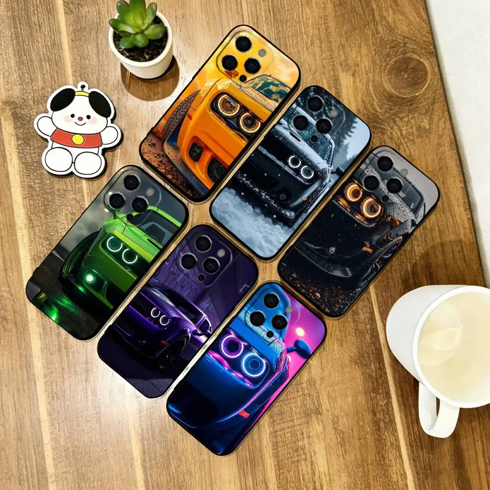 Retro Muscle Car Phone Case For iPhone 17, 16,15,14,13,12,11 Plus,Pro Max, Others Soft Silicone Black Cover