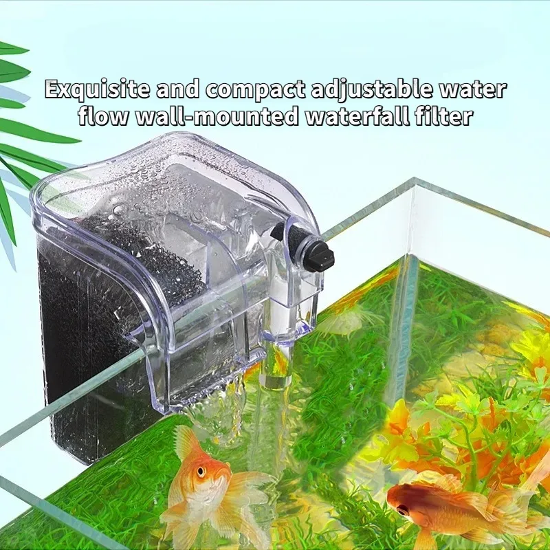 Mini fish tank filter water circulation system oxygenation anti-suction fish wall hanging waterfall type oil removal film pump