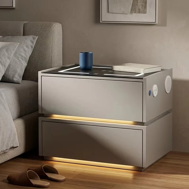 Rosewood lacquered baby environmentally friendly solid wood smart bedside table Bluetooth charging