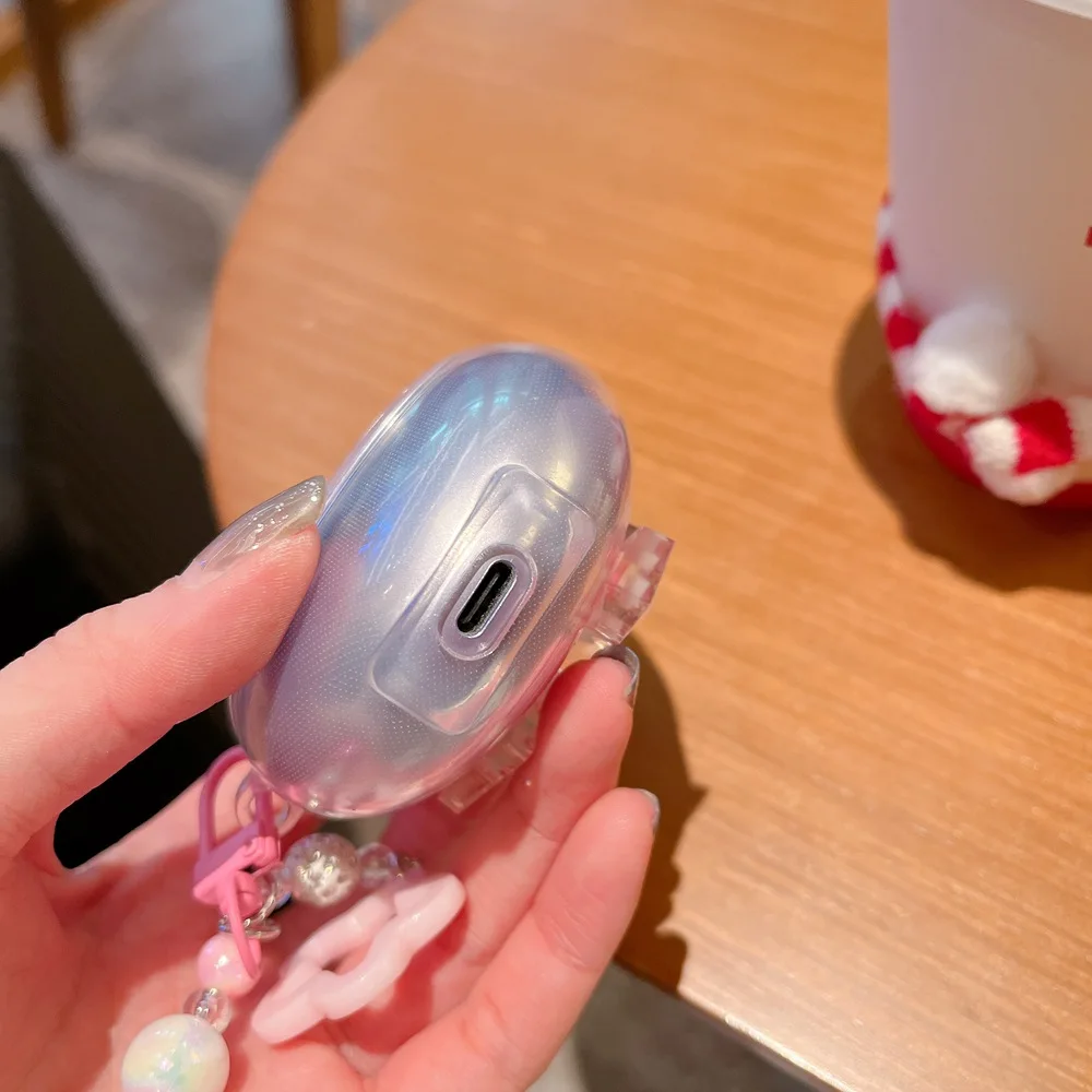 For Sanag S6S Free Clip Case 3D Star Flower Earphone Soft Cover For Sanag S6S FreeClip Headphones Box Fundas With Keychain