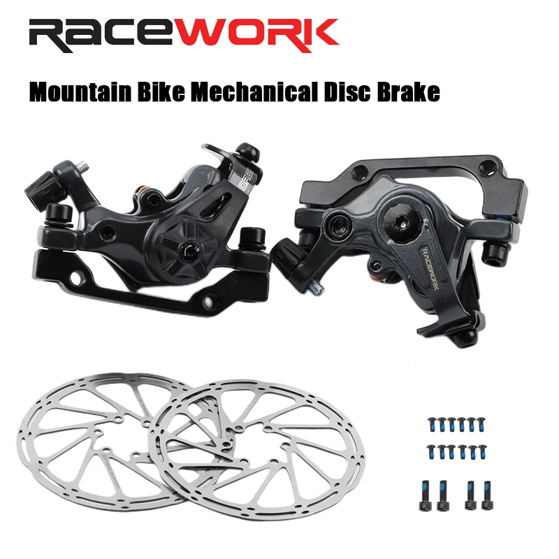 

RACEWORK Mtb Disc Brake For Bicycle Brake Caliper Mechanical Disc Caliper Mountain Bike Pushes Piston With Rotor 160mm Cycling