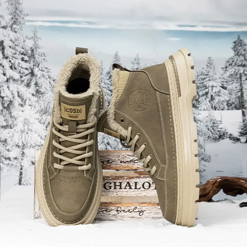 

Snow Boots for Men Platform Lace Up Casual Winter Shoes Man Offer Luxury Fur New in Brands Warm Cold Proof Comfortable Footwear