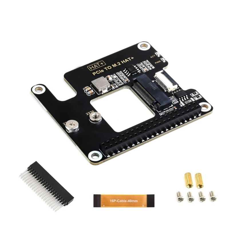 for RPI5 Pi5 M.2 HAT PCIe to NVME High Speed Expansion Board with 16Pin Cable GPIO Header