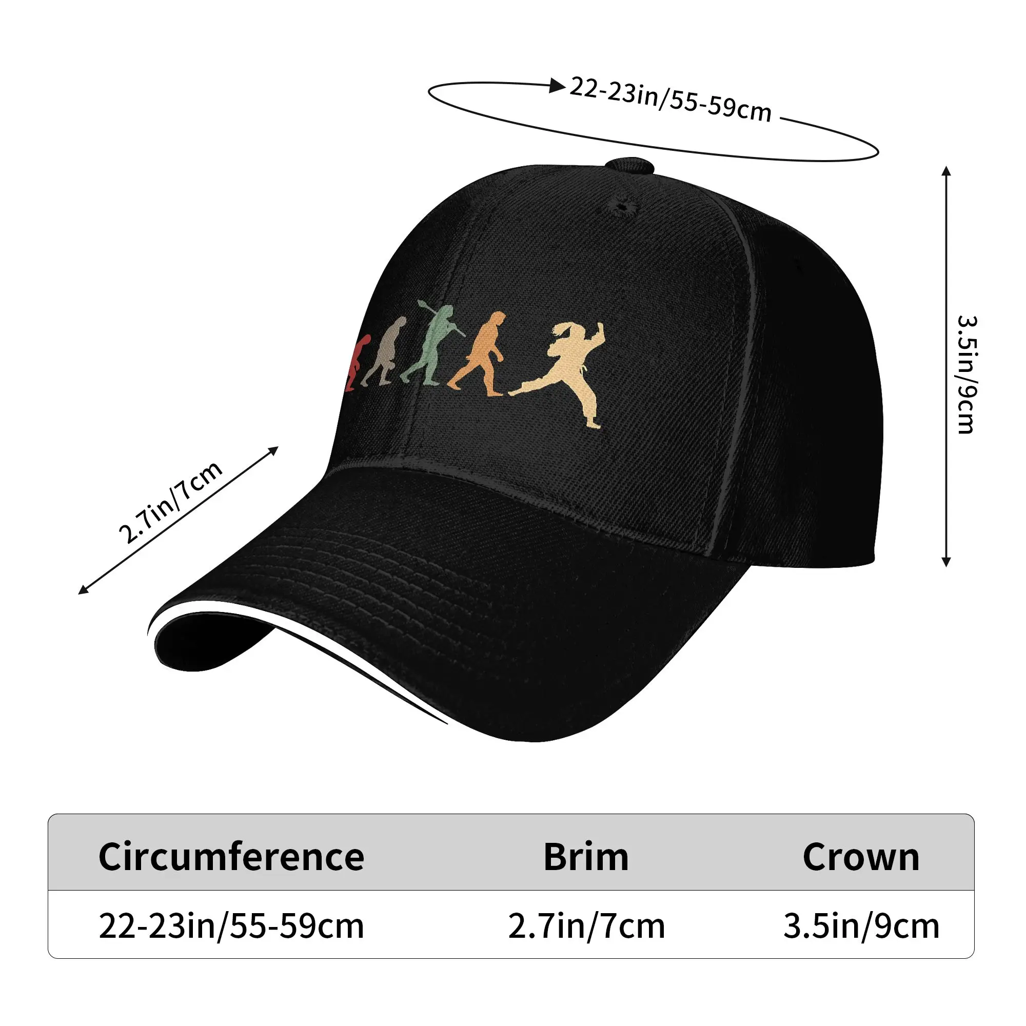 Taekwondo Evolution Vintage  Casual Baseball Cap  Hunting Camping Trucker Hat Summer Dropshipping Men Women Vintage Snapback Cap