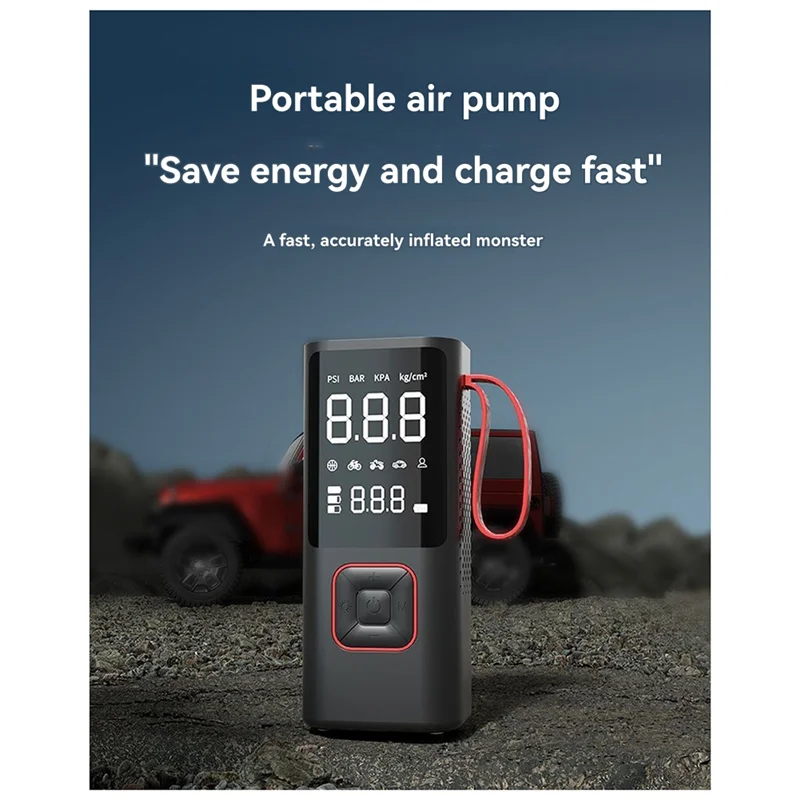 

A51K-Portable Electric Air Pump Tire Air Pump For Car Bike Moto Multipurpose Wireless 150 PSI Air Pump With Lighting