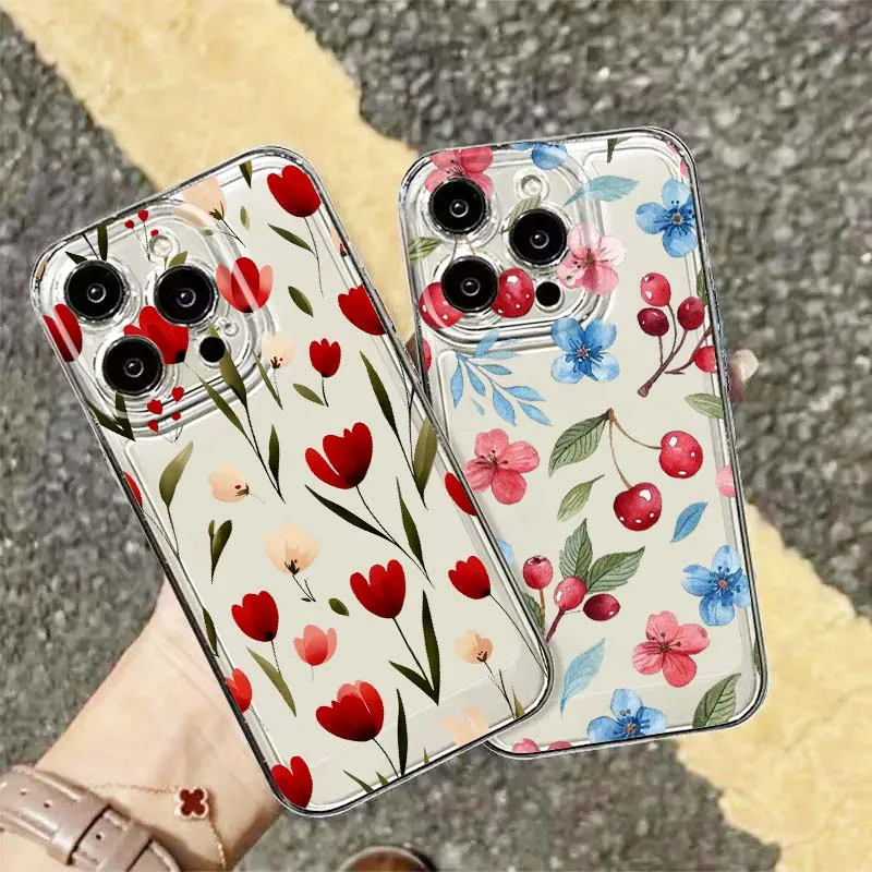 

Creative Colorful Flower Design For Apple iPhone 17 16e 16 15 14 13 12 11 Pro Max Plus Mini TPU Soft Transparent Phone Case