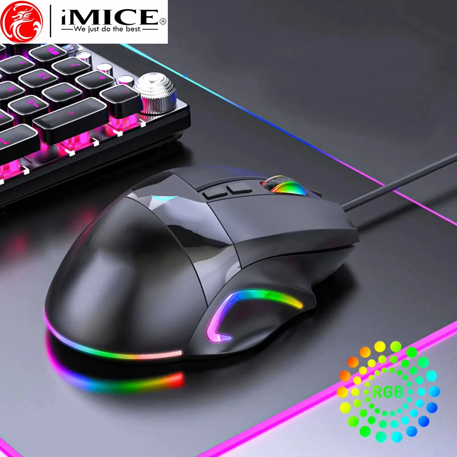 Programming RGB Backlit Gaming Wired Optical Mouse Multi-Keys DPI Adjustable Ergonomic Design Mouse For PC Computer Laptop