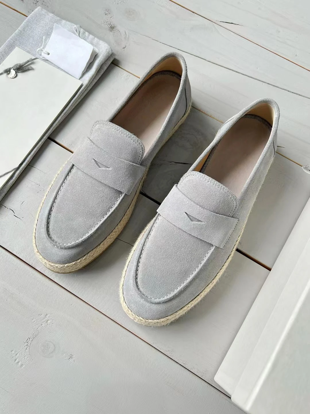 Autumn B*C Men\'s Leather Loafers Linen Weaving BusinessCasual Flat Shoes