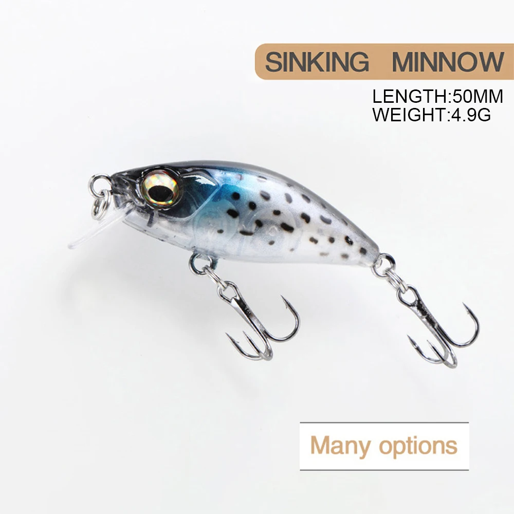 5cm 4.9g Fishing Lure Micro Minnow Wobbler Fat Beagle Slow Sinking Jerkbait Artificial Hard Bait Swimbait Fresh Water Fake Decoy