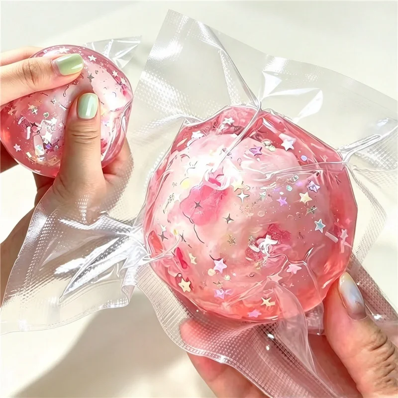 Handmade Pink Flower Ball Crunchy Crispy Squeeze ASMR Burst Sound Fidget Toy Anxiety Relief Sensory Soothing Toy Autism Gift