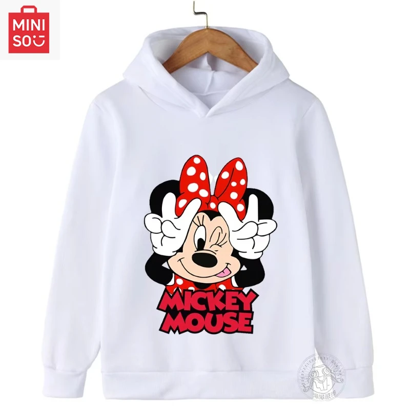 

Autumn and winter fashion warm wool long sleeve Disney playful Minni print casual comfortable soft hoodie