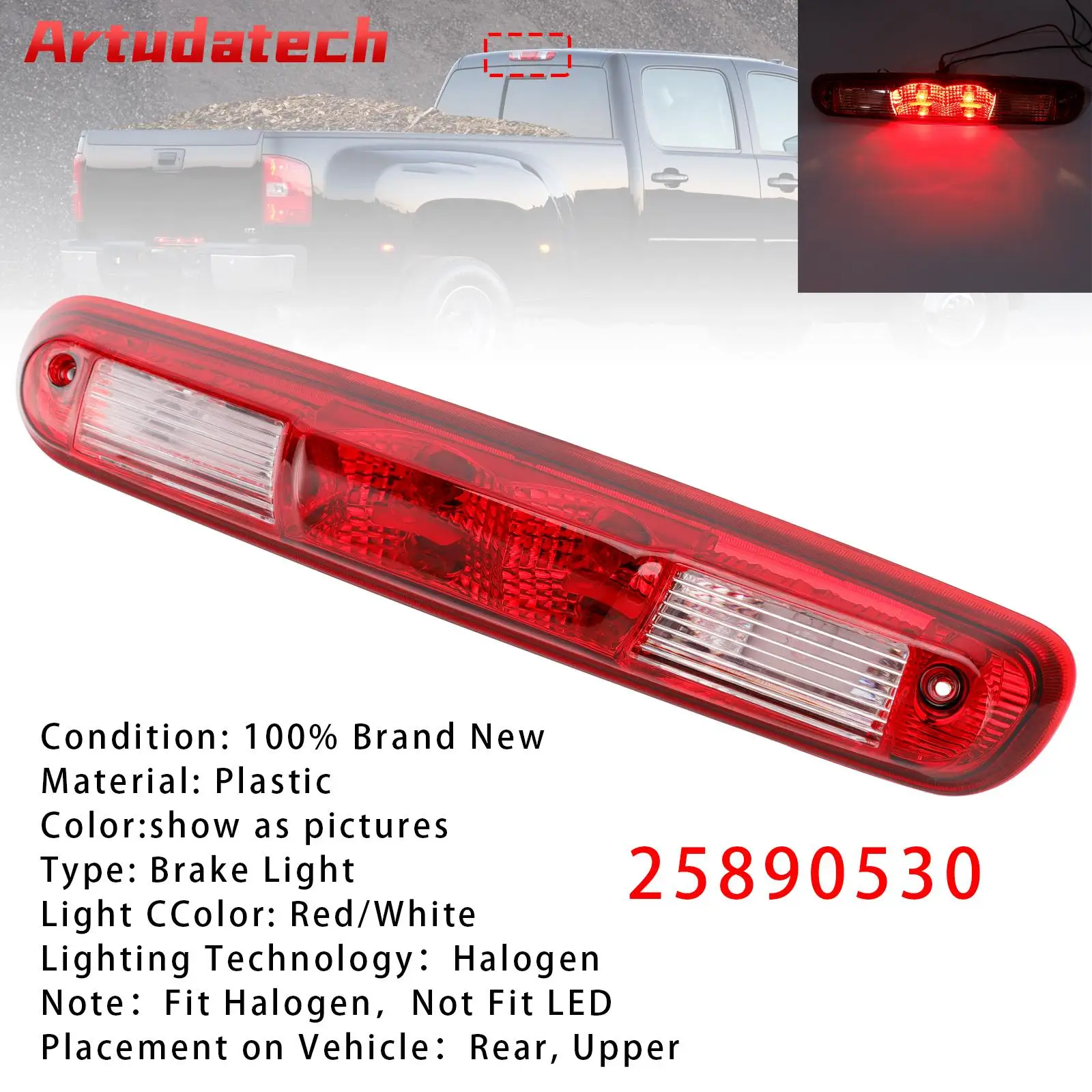 

Галогенный дополнительный стоп-сигнал Artudatech для Chevrolet Silverado 2007-2013, автомобильные аксессуары