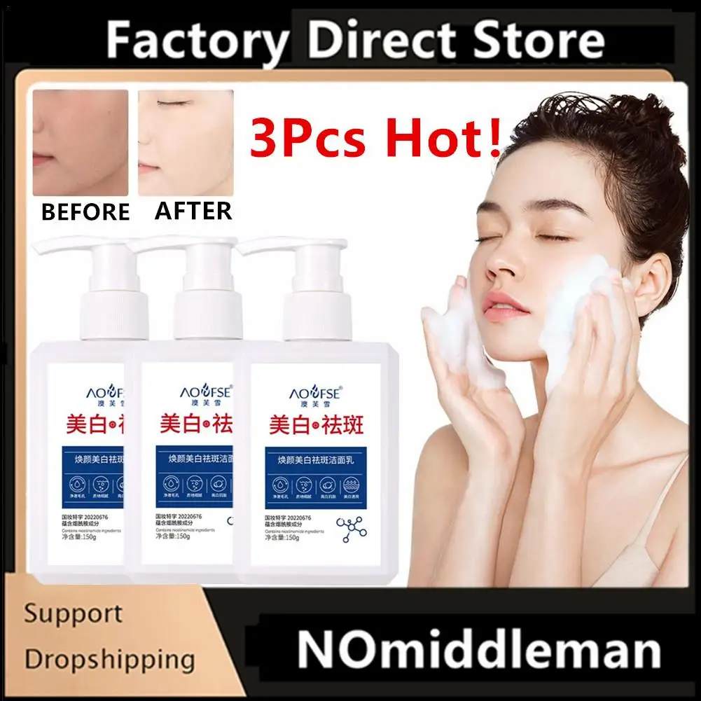 

3Pcs Cleanser Rich Foam Skin Whitening Deep Clean Remove Grease Improve Oily Face Gentle Moisturizing Remove Blackhead