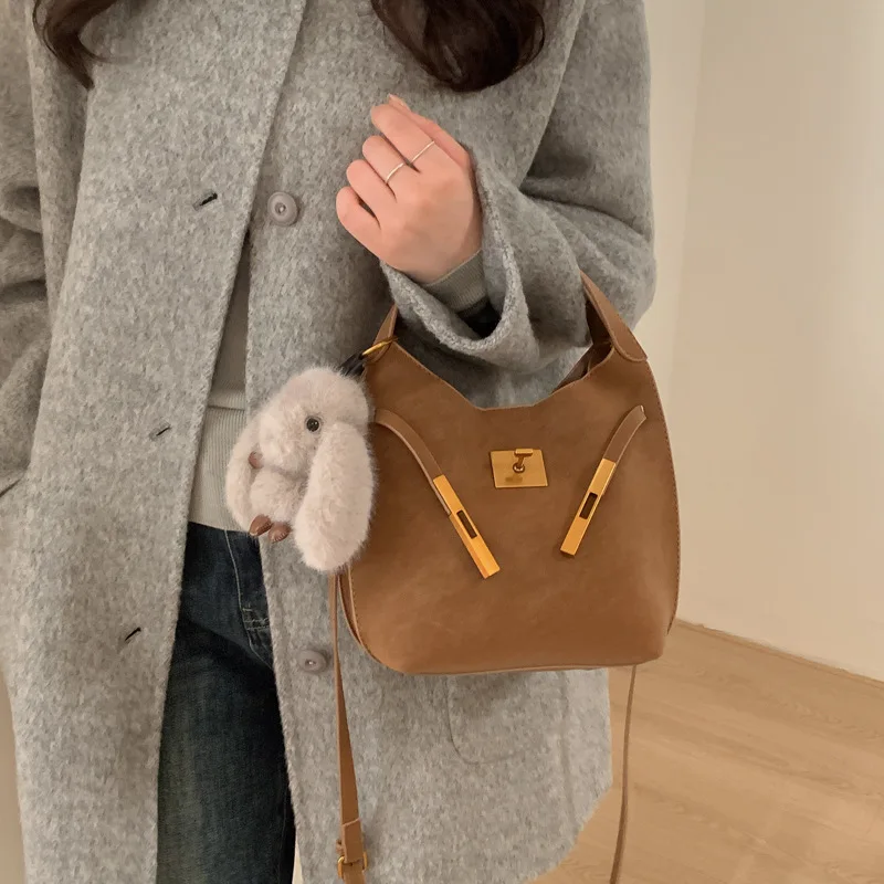 

2026 женская кожаная сумка-мешок, винтажная сумка на плечо на шнурке, роскошная мягкая сумка через плечо для работы, путешествий