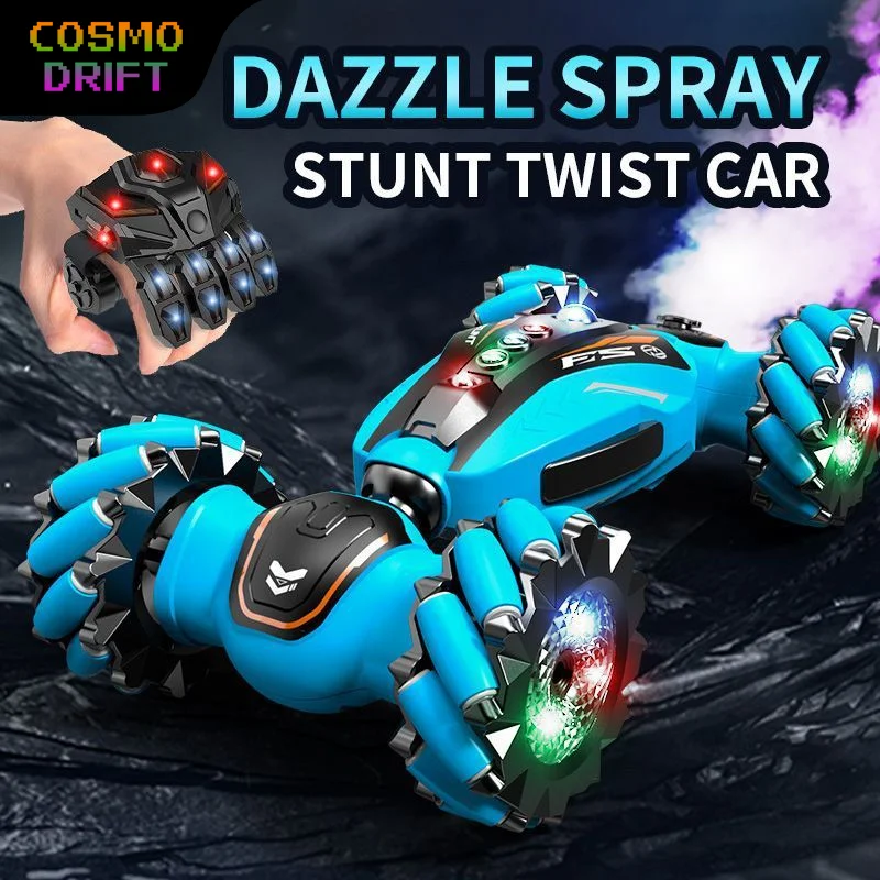 Generic Gesture Sensing RC Stunt Twist Car 4WD Double Sided Drift Spray Electric Remote Control Toy Car with LED Light for Kids