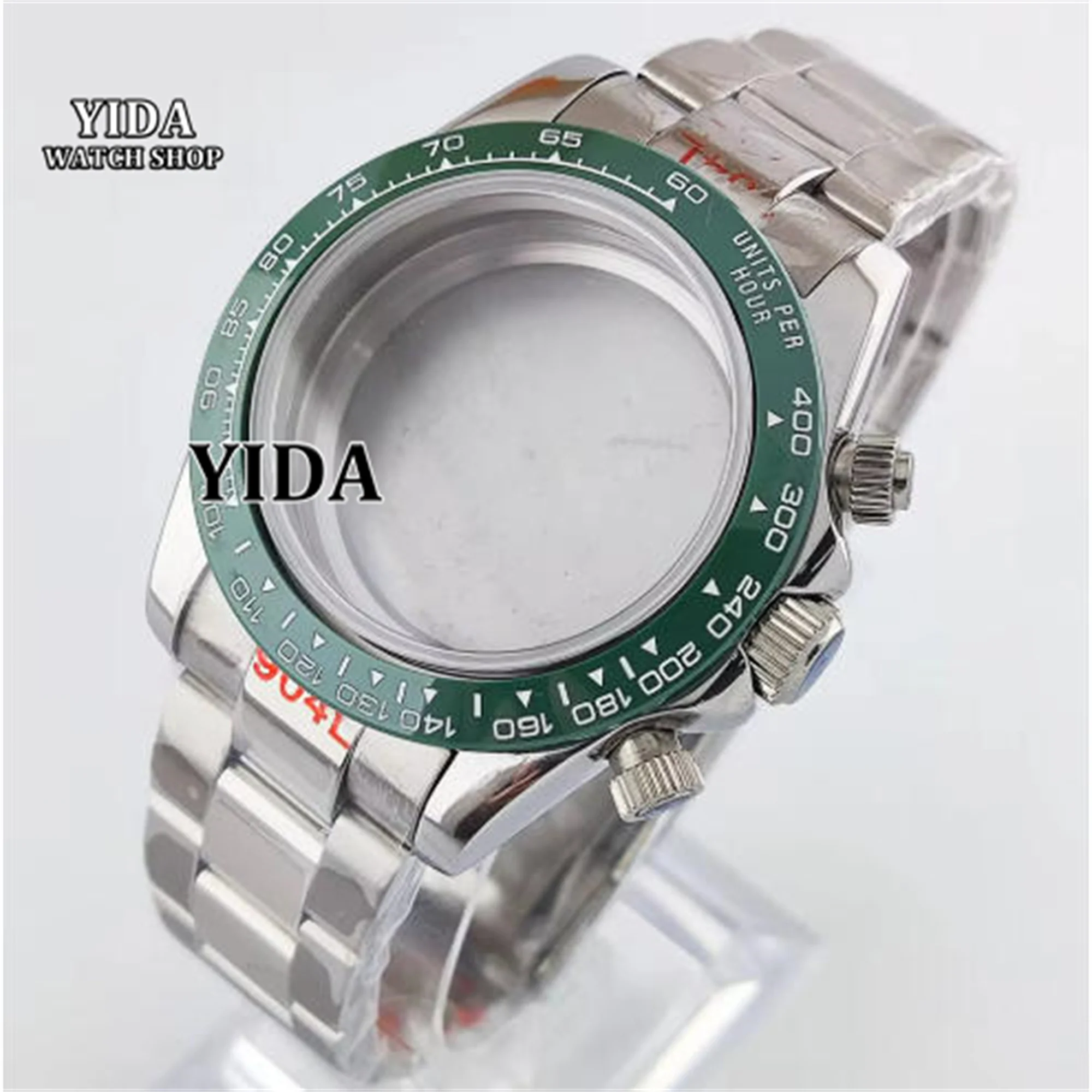 VK63 Chronograph Case Stainless Steel Strap 10ATM Waterproof Sapphire Glass fit VK63 Quartz Movement 39mm Watch case Accessories