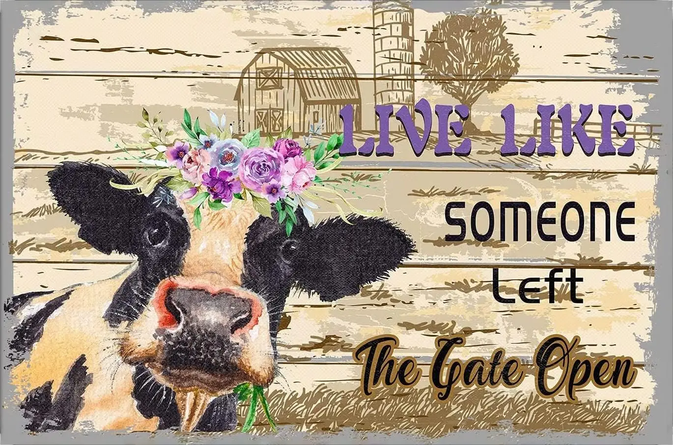 Cow Live Like Someone Left The Gate Open Cow Bar Club Farm Country Bathroom Home Farmhouse Vintage Wall Decor Sign Wall Decorati