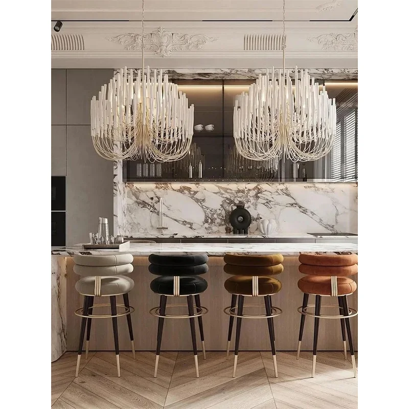 Led Dimmable Postmodern White Solid Wood Chandeliers Textured Understated Luxury Home-Applicants Suspension For Dining Room