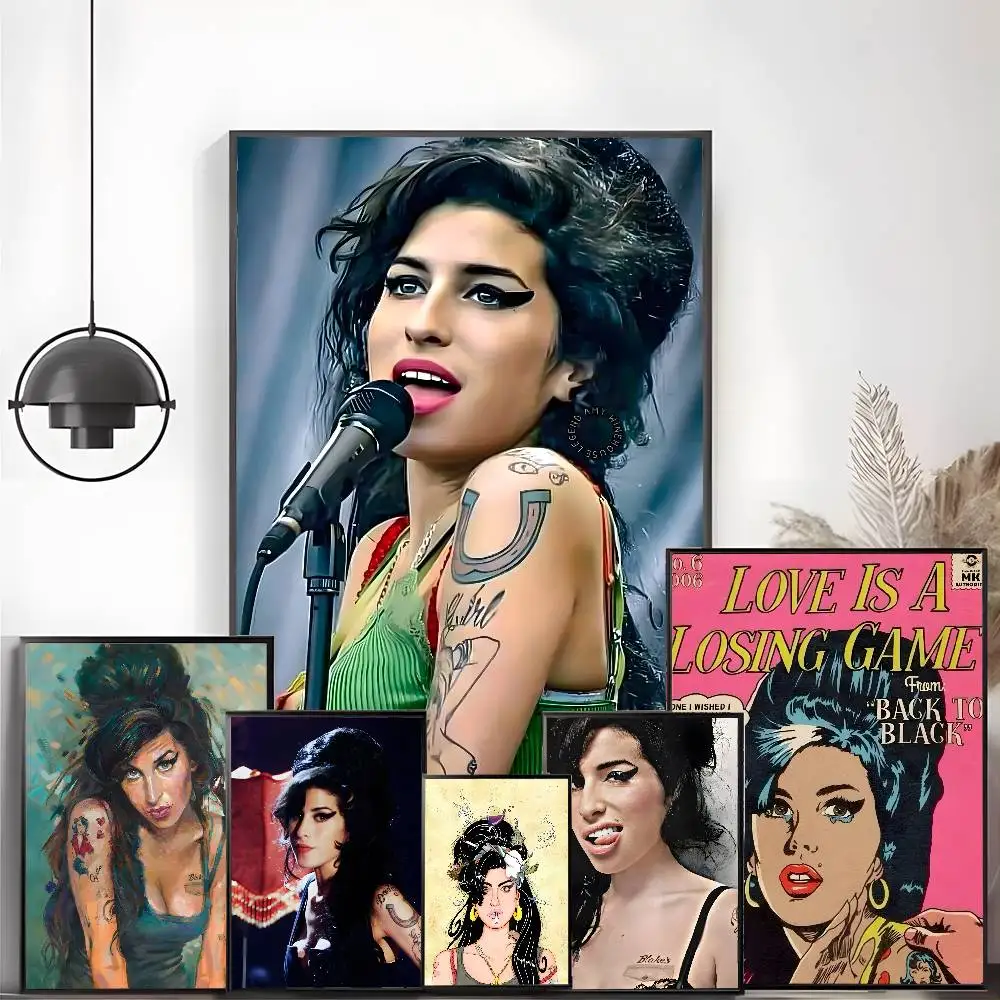 ملصقات ذاتية اللصق لمغني الموسيقى الشهيرة إيمي واينهاوس مناسبة لأي سطح جدار مقاوم للماء والرطوبة #2