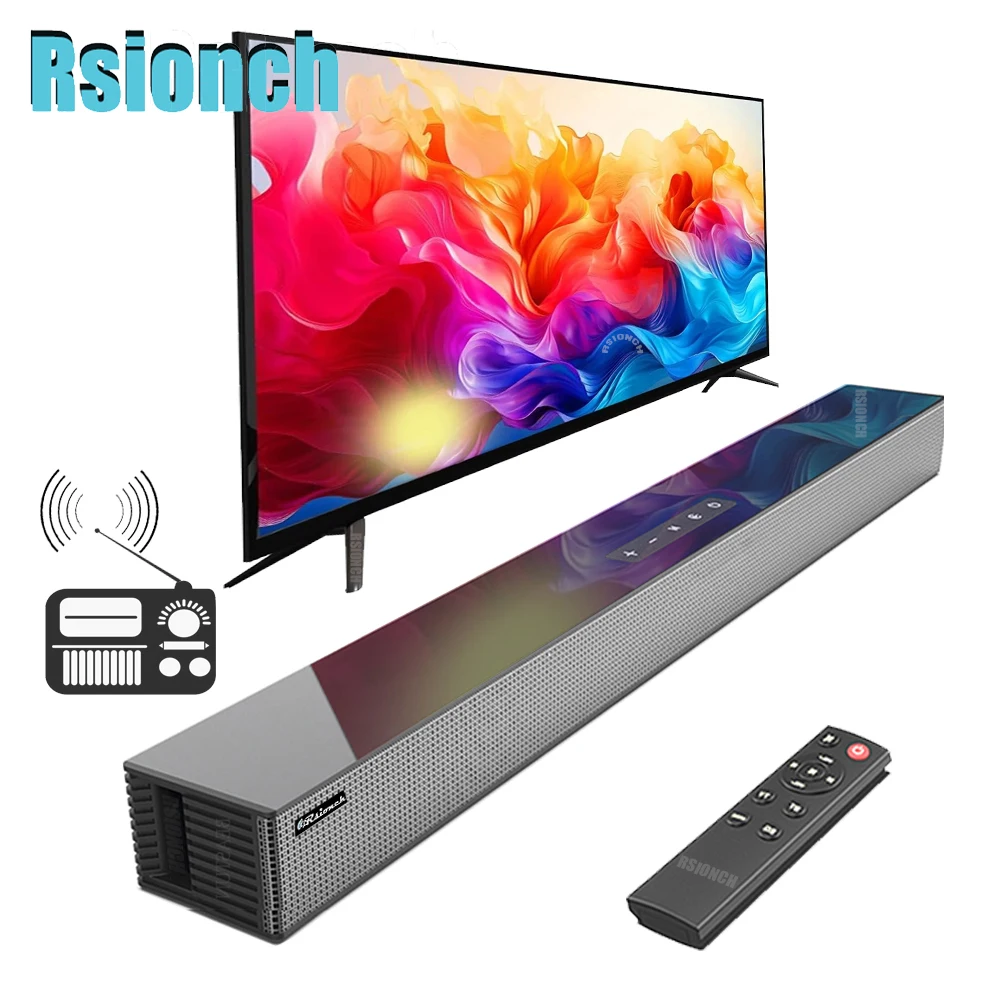 

Rsionch Speakers Wall-mount Speaker Wireless Soundbar FM Radio TV Home Theater Optical Speaker for TVs Smartphone USB input