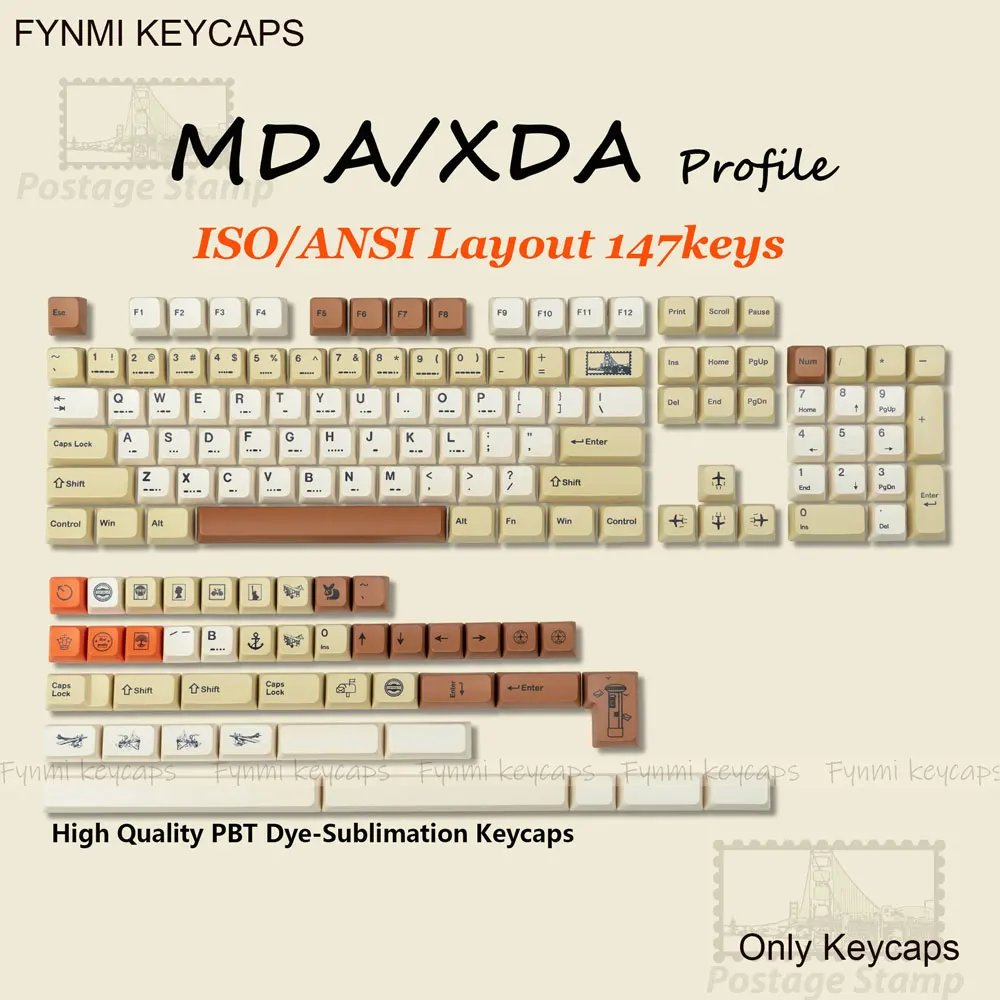 

Классическая почтовая марка ISO/ANSI 147, клавиши MDA, профиль PBT, сублимационные колпачки для клавиш 61/68/71/75/87/98/104 клавиш